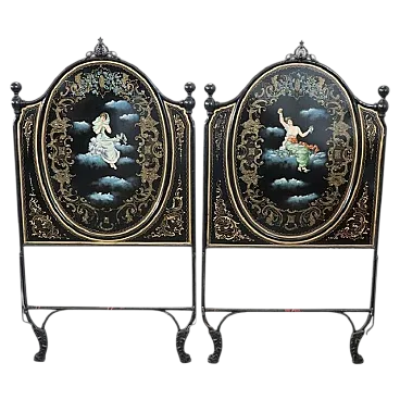 Pair of single beds in painted iron from the early 1900s