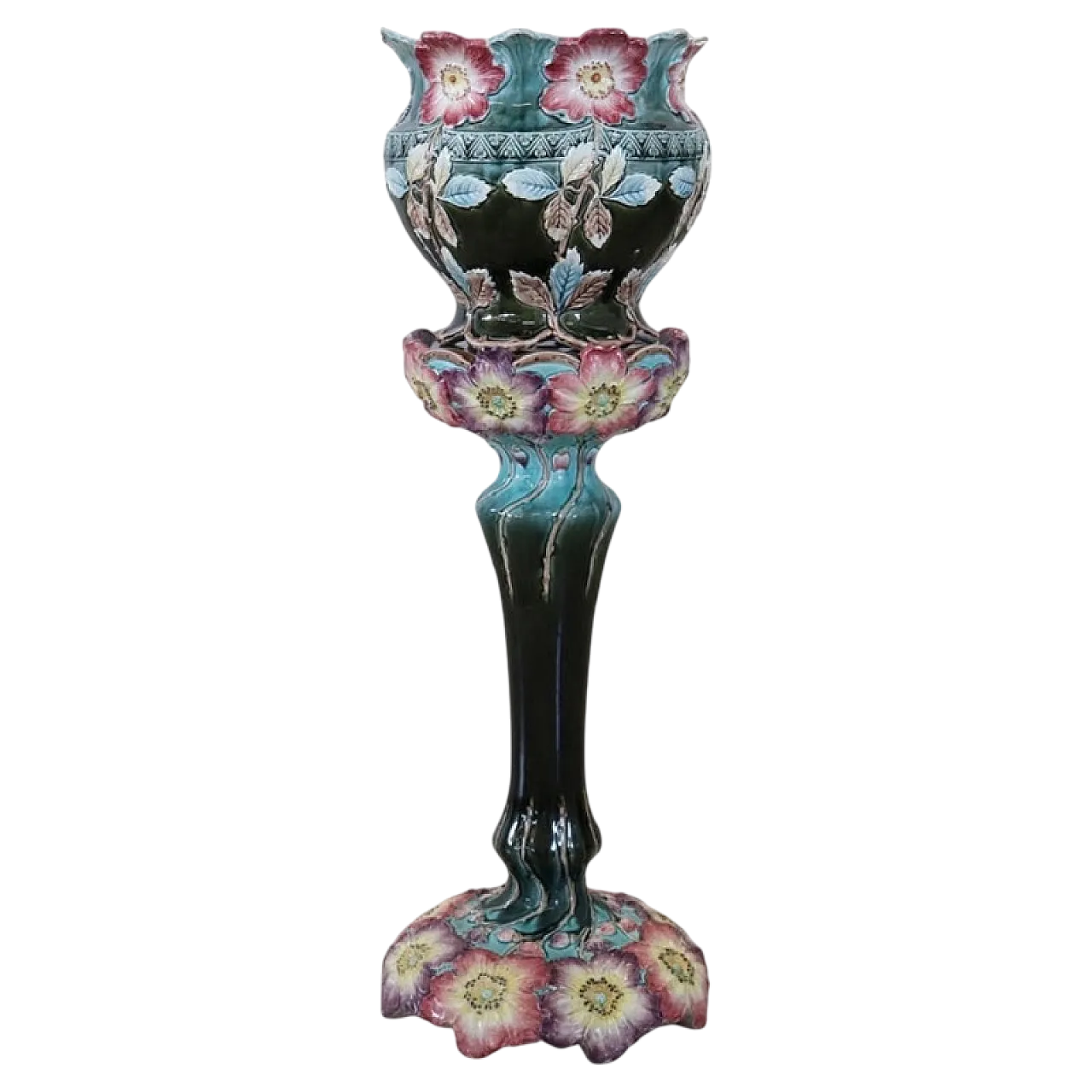 Vaso in ceramica con colonna Art Nouveau, inizi '900 18