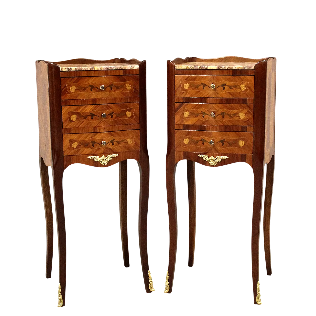 Coppia comodini intarsiati Napoleone III primo '900 12