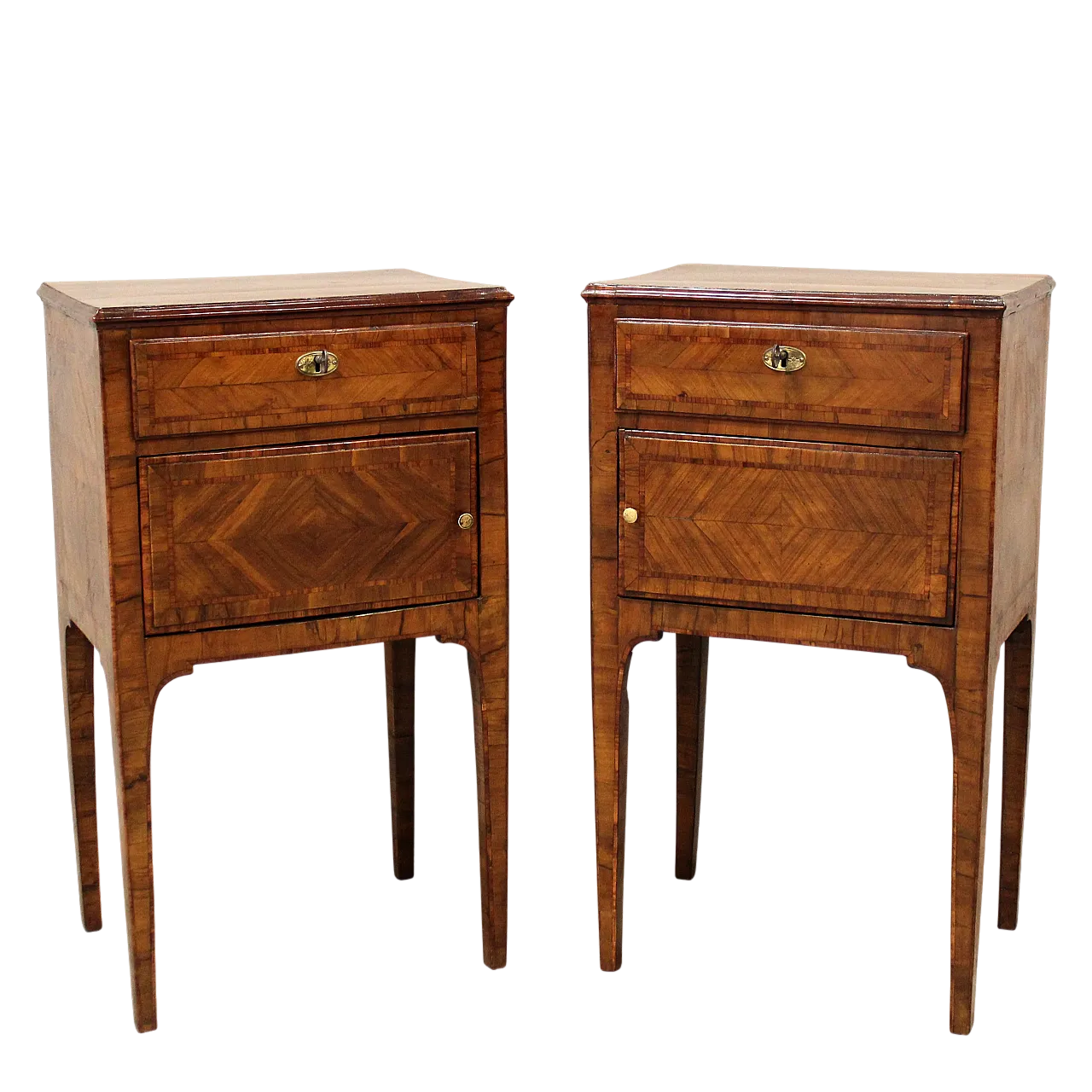 Coppia comodini Luigi XVI in ciliegio intarsiati '700 Italia 15