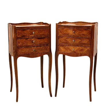 Pair of Napoleon III inlaid bedside tables from the early 1900s