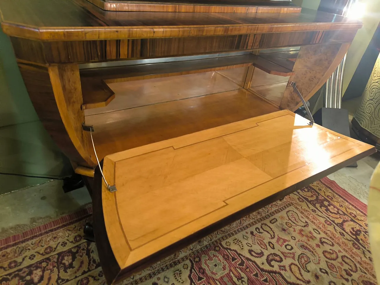 Cornelio Ferrandi, mobile bar intarsiato a mano, anni '60 3