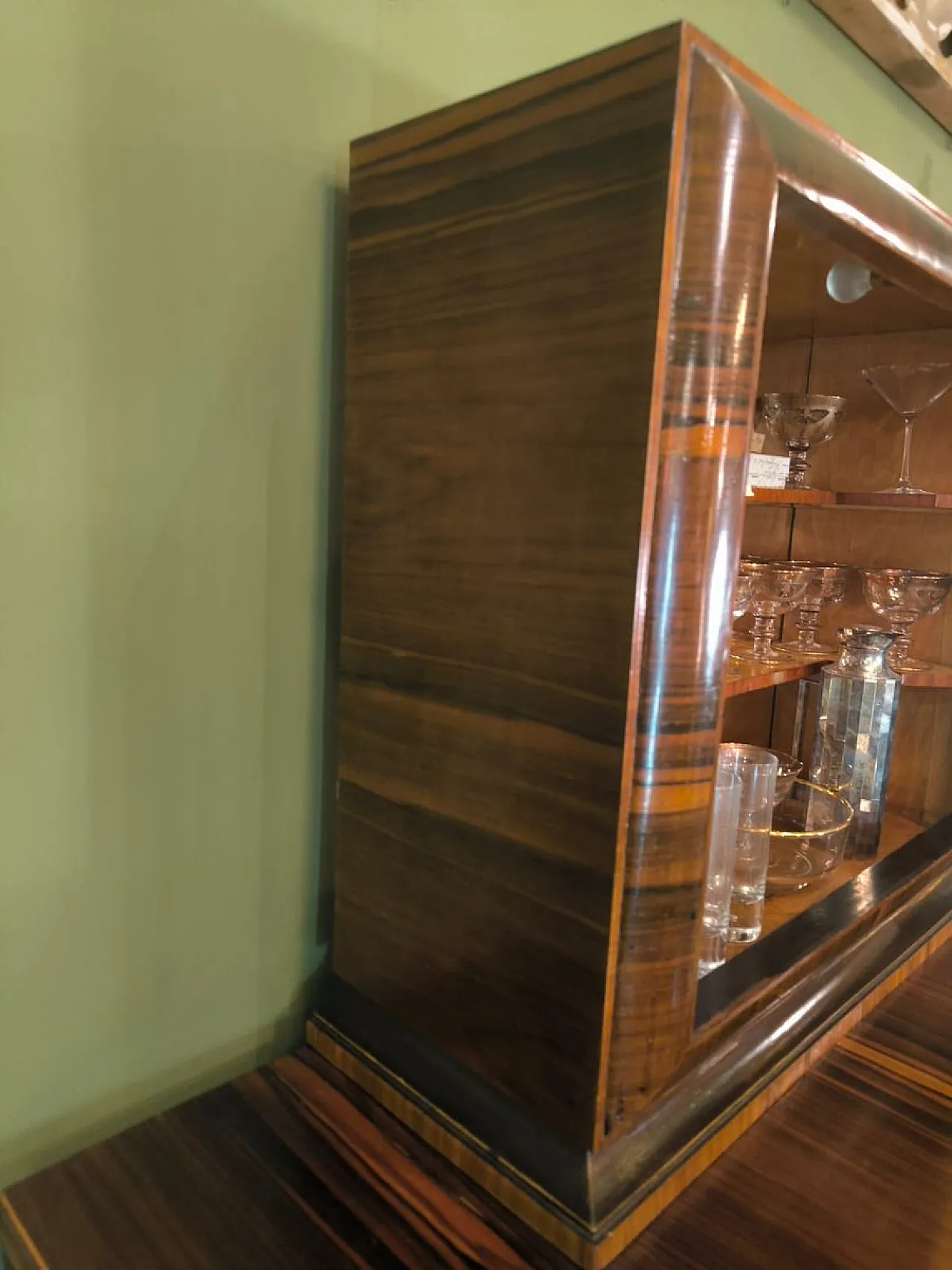 Cornelio Ferrandi, mobile bar intarsiato a mano, anni '60 13