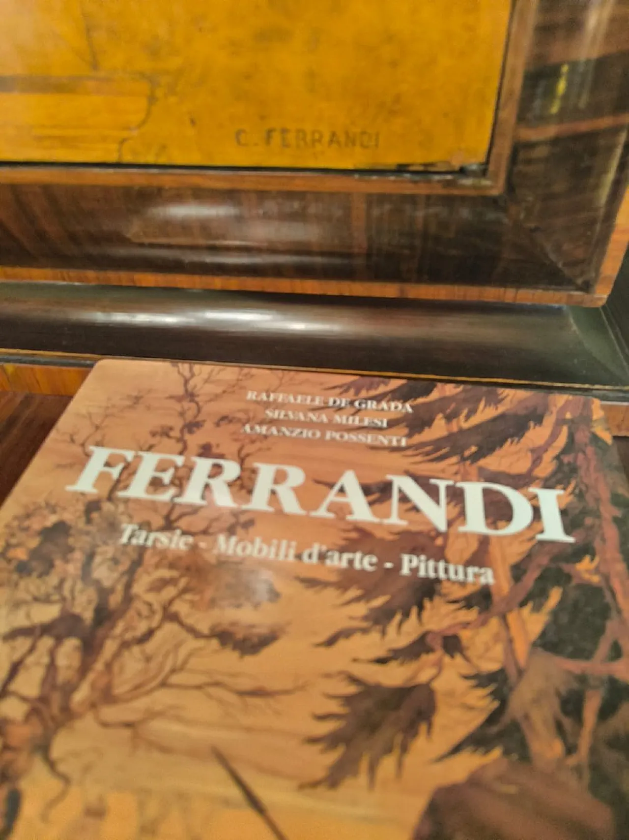 Cornelio Ferrandi, mobile bar intarsiato a mano, anni '60 14