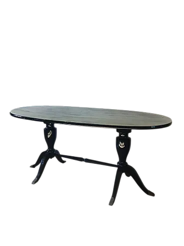 Tavolo ovale con piano in vetro, anni '70