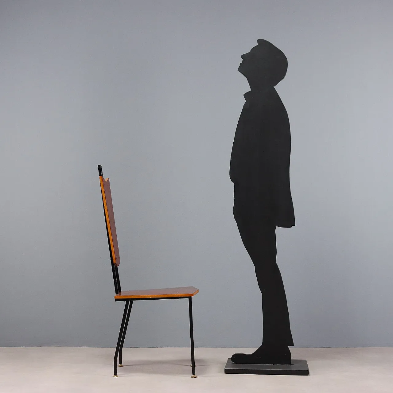 Sedia in metallo laccato con seduta e schienale in multistrato, '900 2