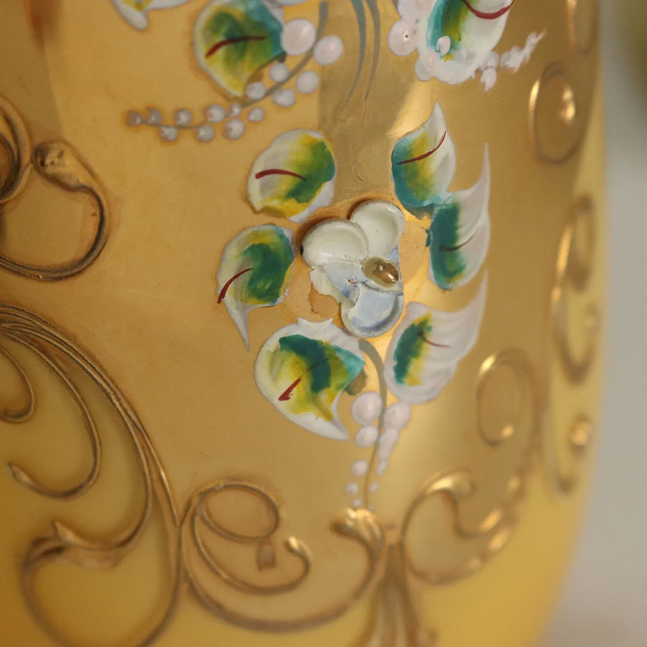 Brocca con 4 bicchieri in vetro policromo, '900 8