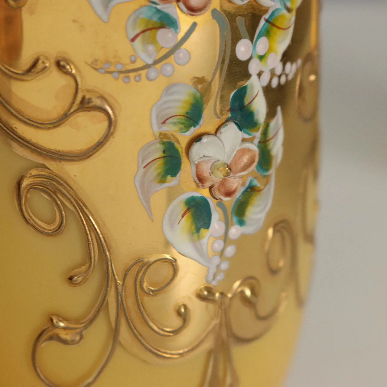 Brocca con 4 bicchieri in vetro policromo, '900 9