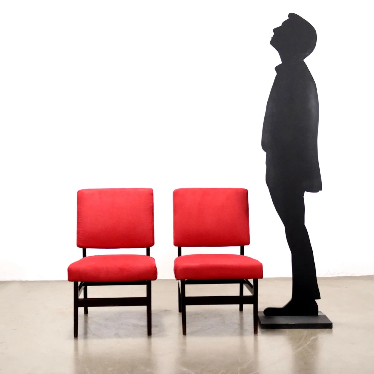 Pair of wooden and fabric armchairs, mid-20th century 2