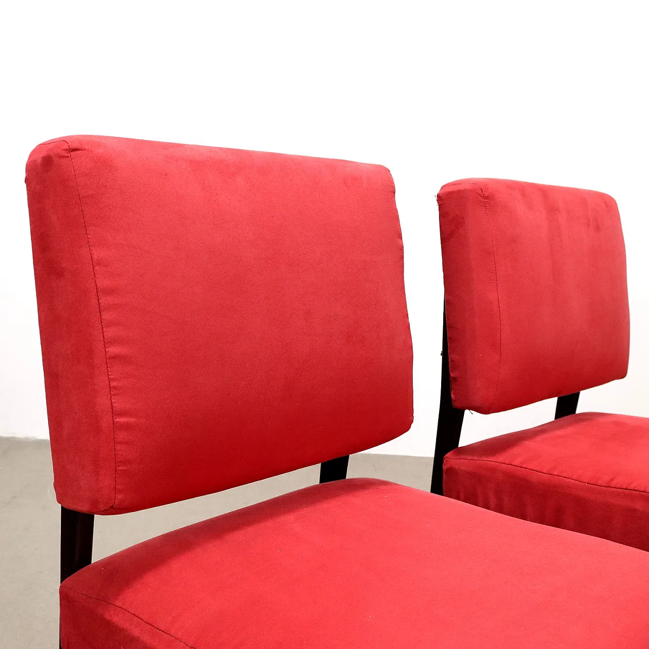 Pair of wooden and fabric armchairs, mid-20th century 3