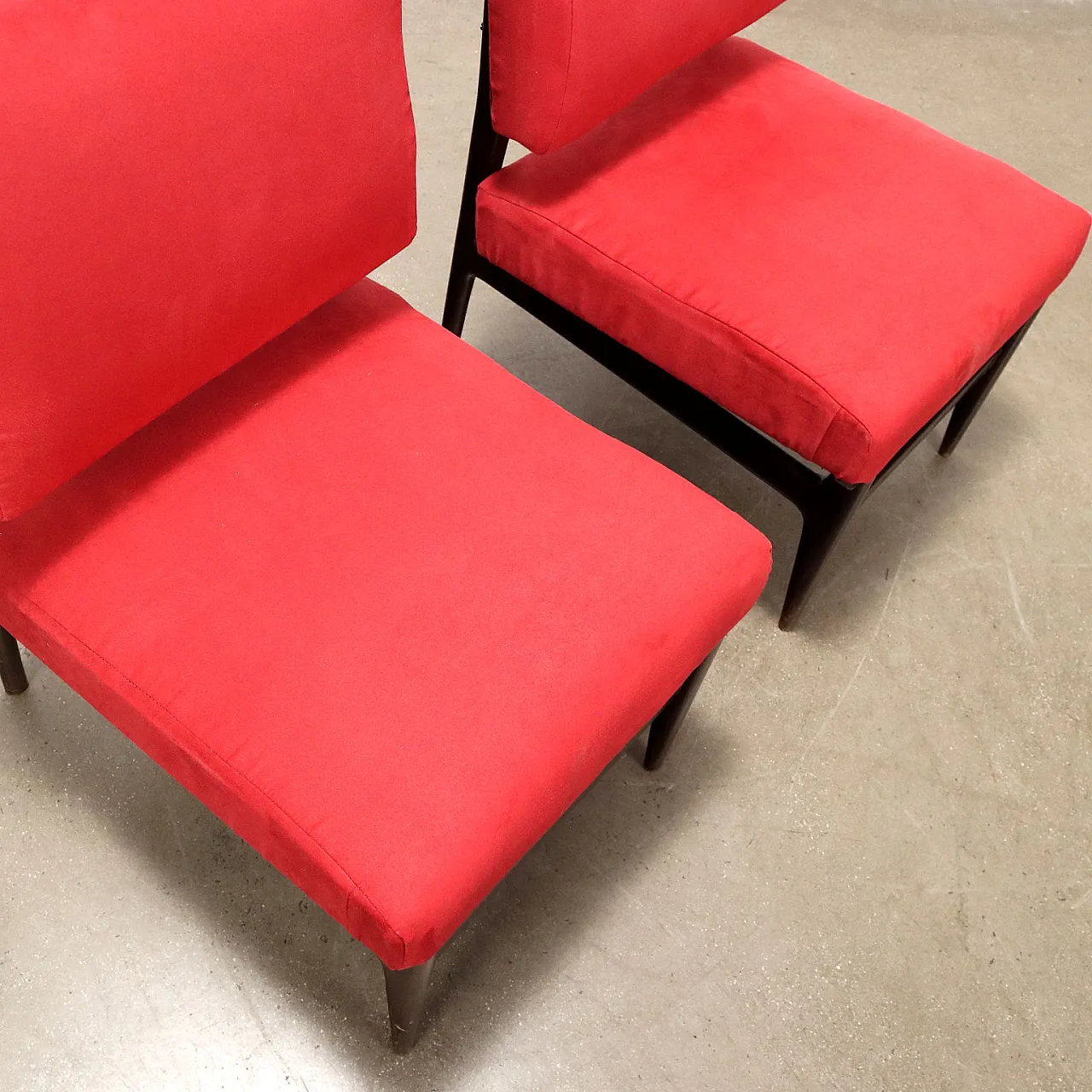 Pair of wooden and fabric armchairs, mid-20th century 4