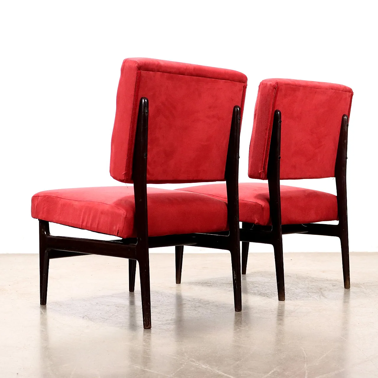 Pair of wooden and fabric armchairs, mid-20th century 7