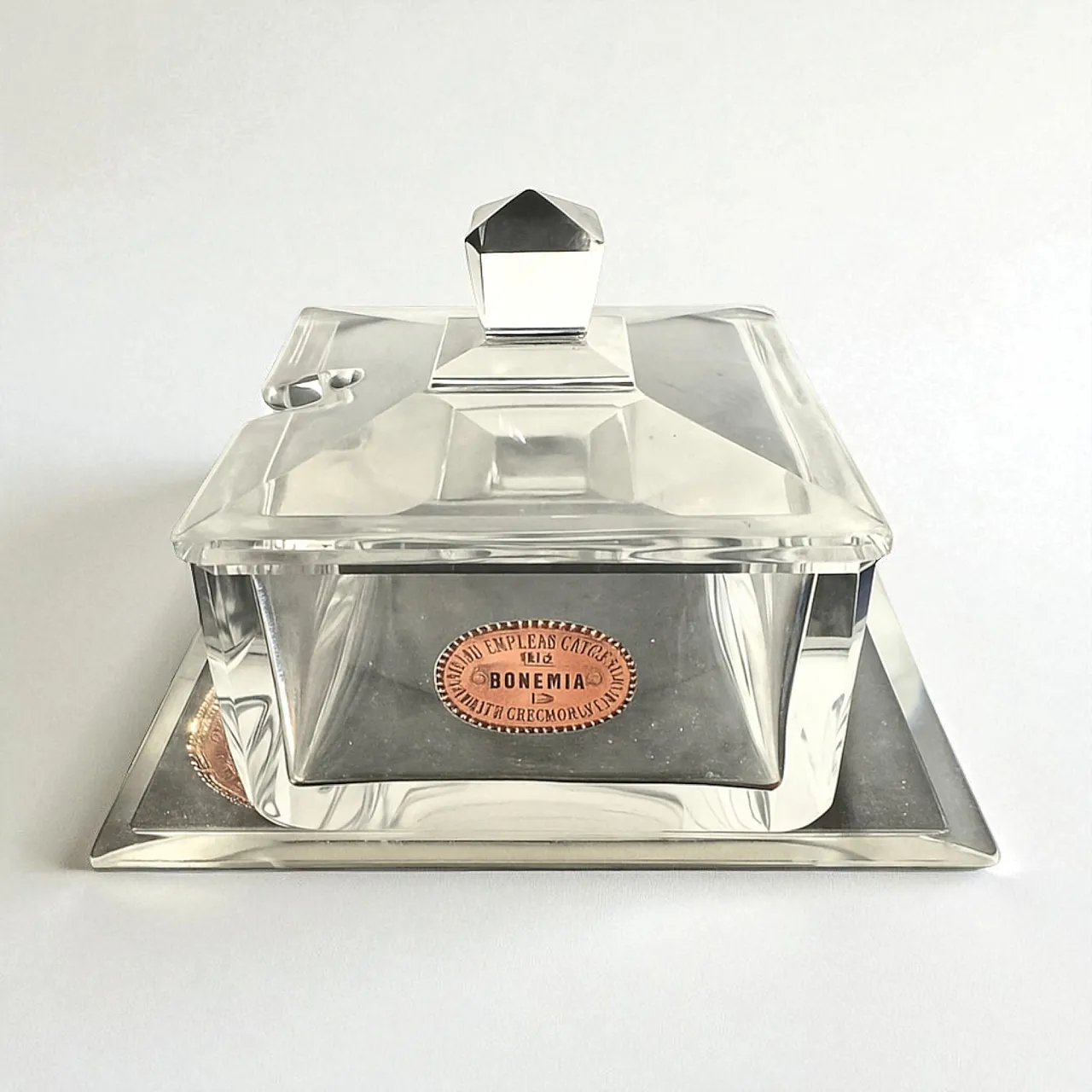 Formaggiera in cristallo di Bohemia in stile Art Deco 1