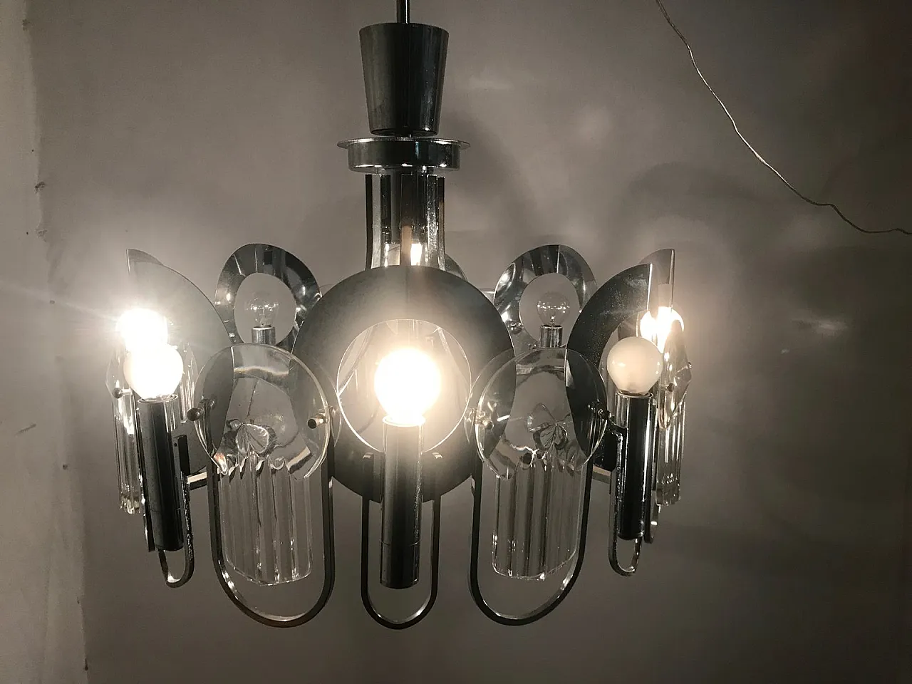 Lampadario Mid-Century di Gaetano Sciolari, anni '70 2