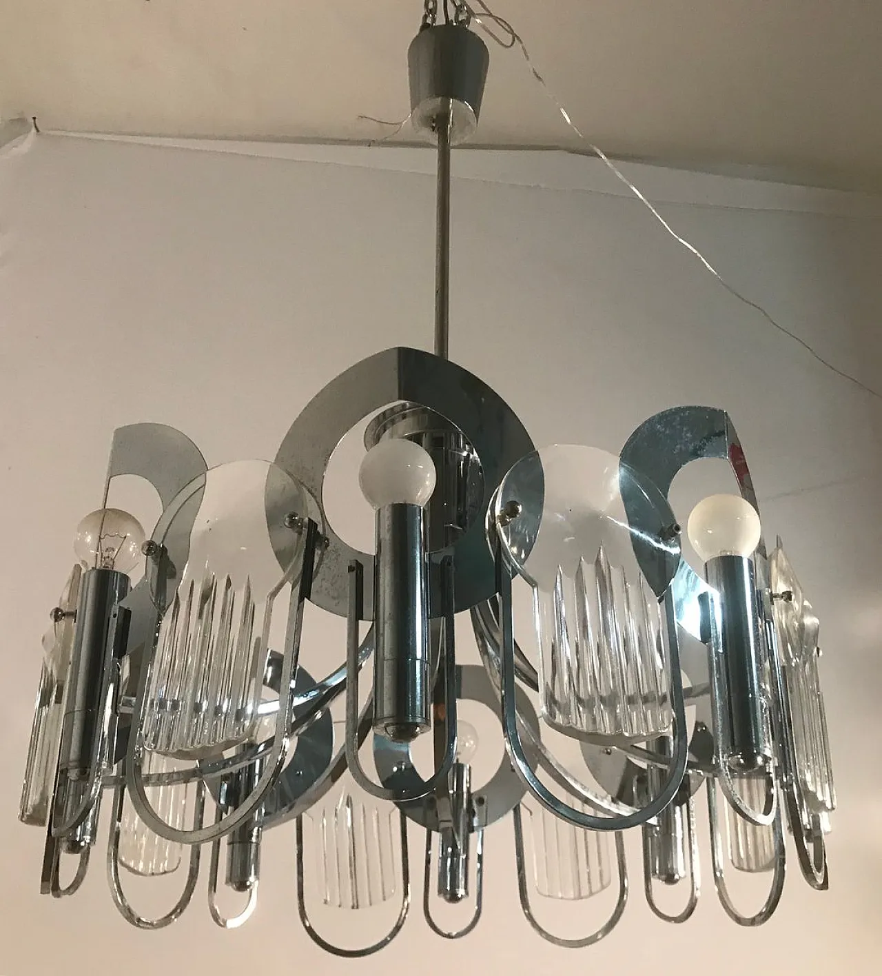 Lampadario Mid-Century di Gaetano Sciolari, anni '70 3