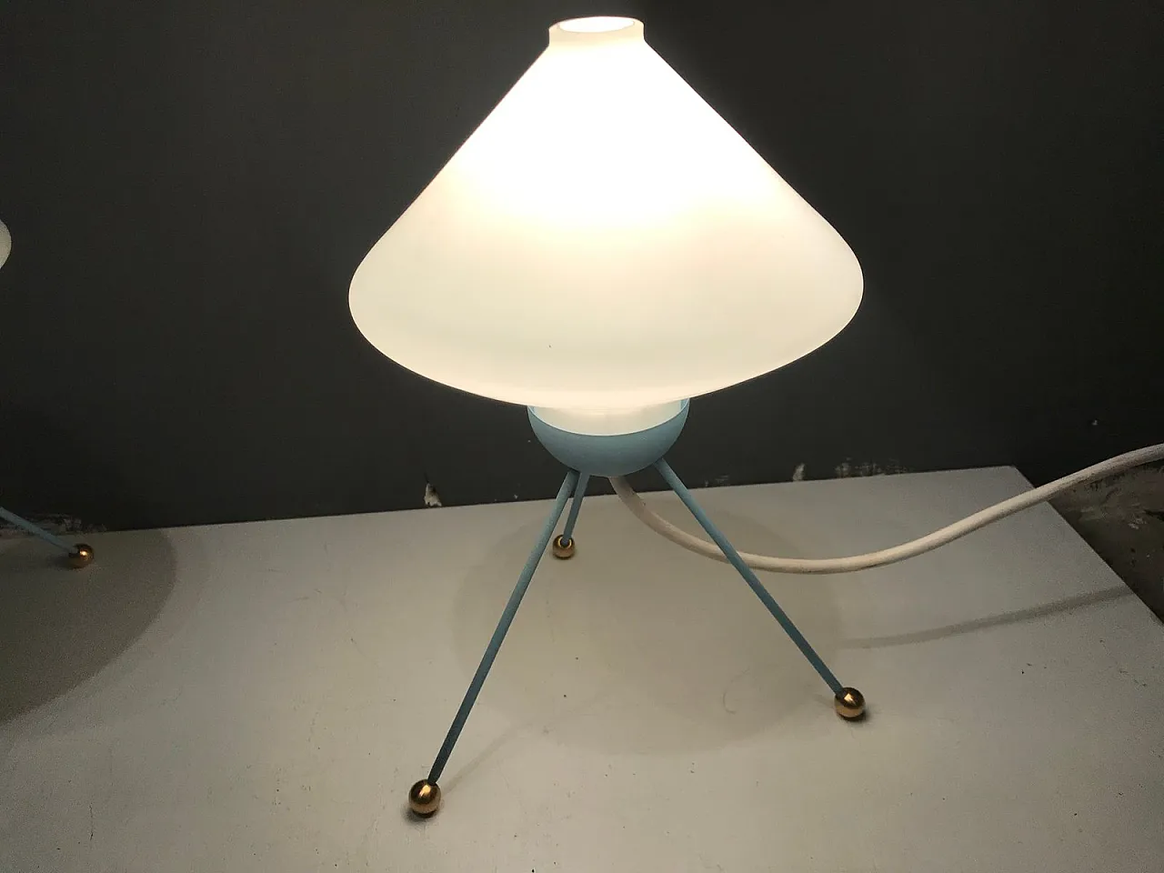 Pair of opaline glass table lamps, 1950s 2