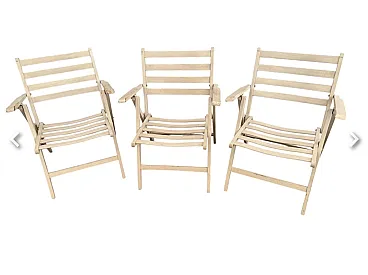 3 Folding outdoor armchairs, 1960s