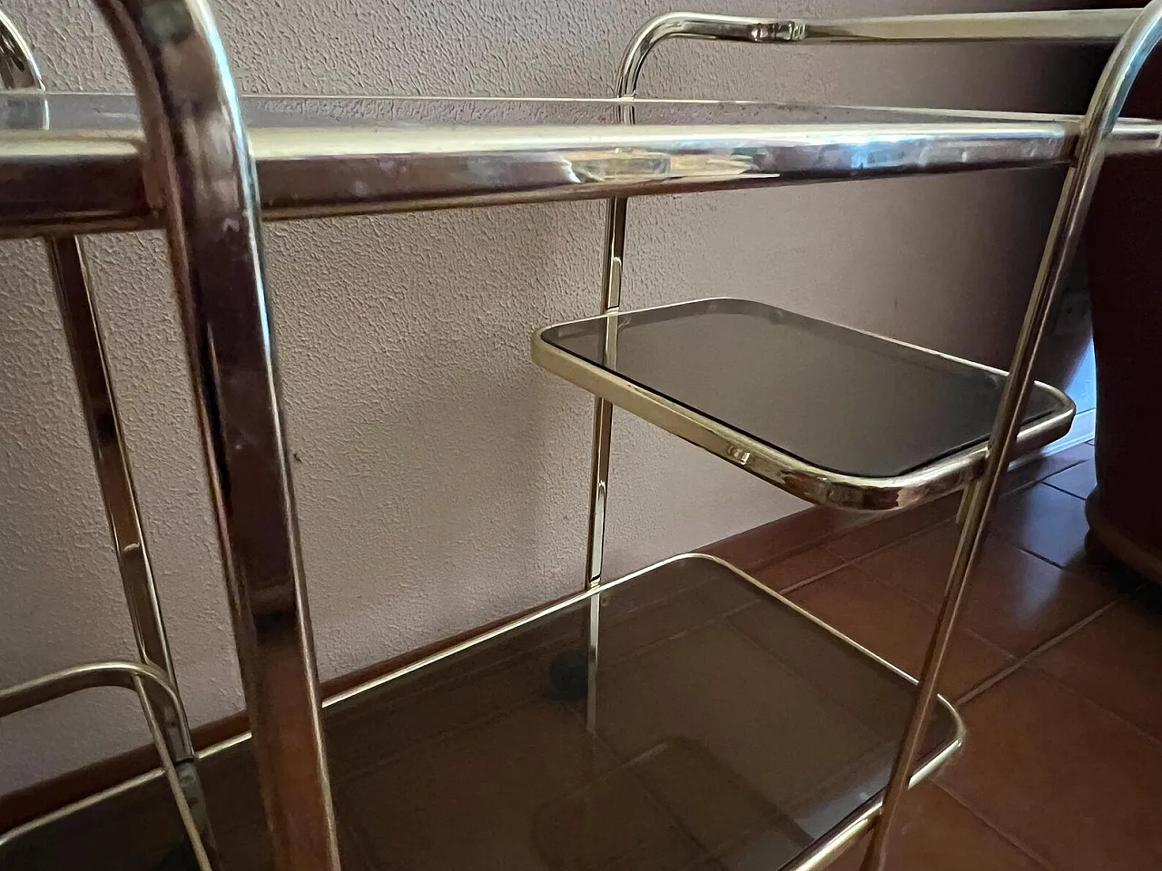 Brass and smoked glass food trolley, 1980s 2