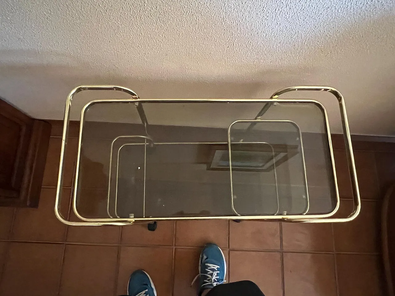 Brass and smoked glass food trolley, 1980s 4