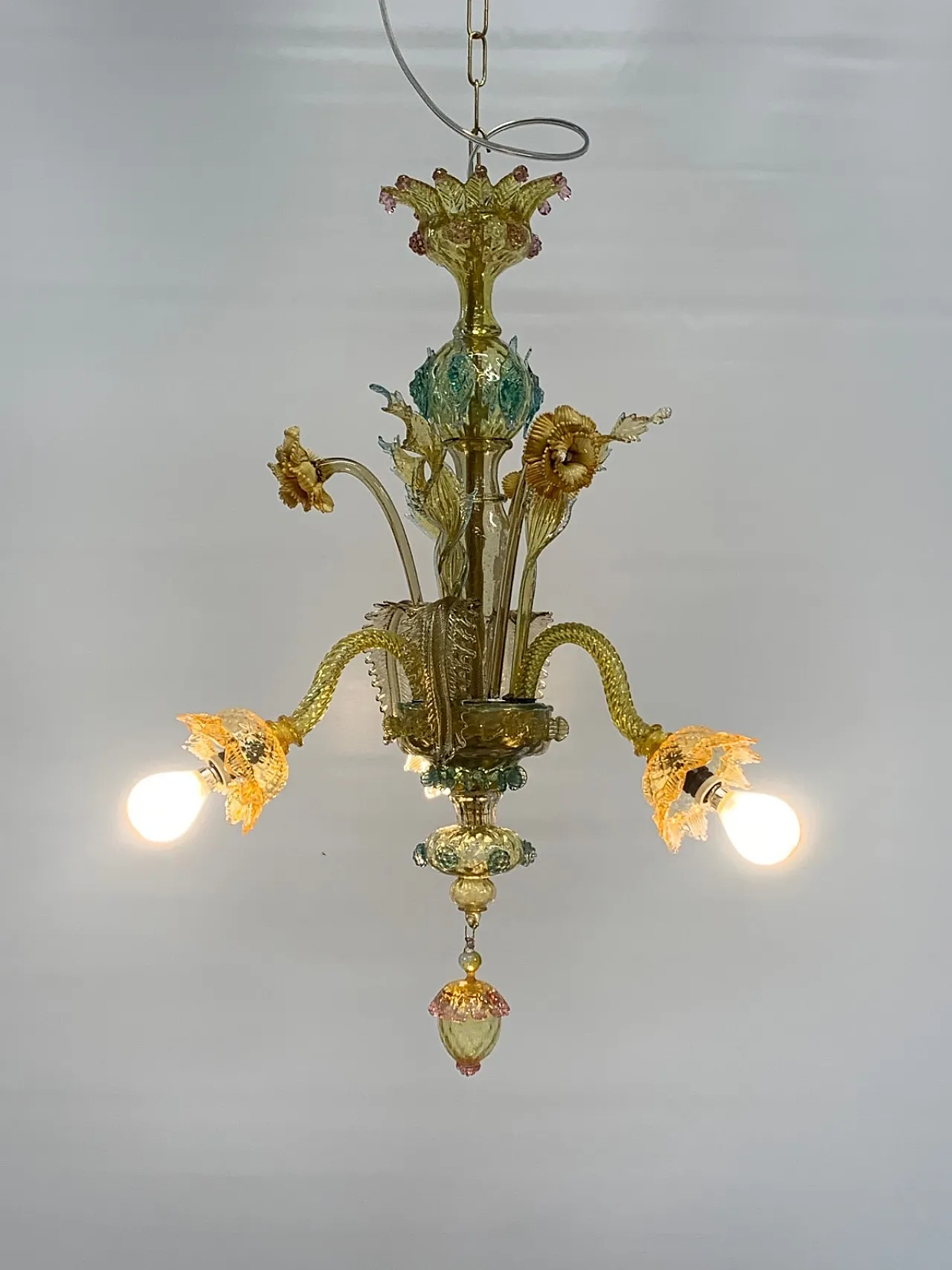 Lampadario in vetro di Murano, anni '40 2