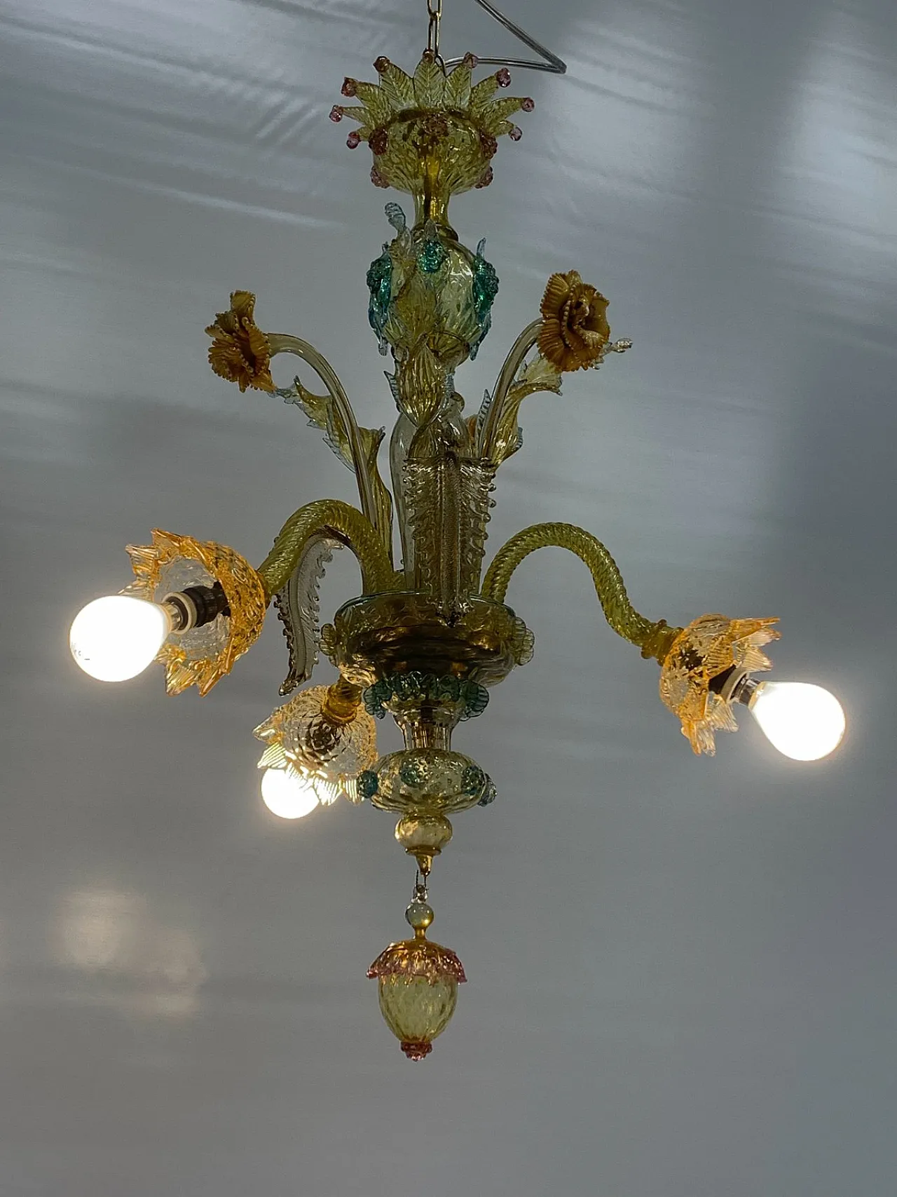Lampadario in vetro di Murano, anni '40 3