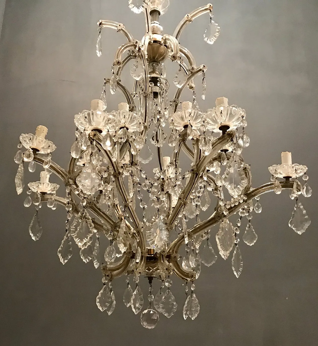 Large Murano crystal chandelier, 1950s 1