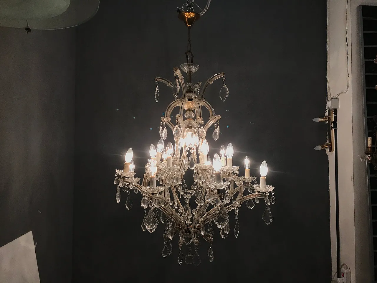 Large Murano crystal chandelier, 1950s 2