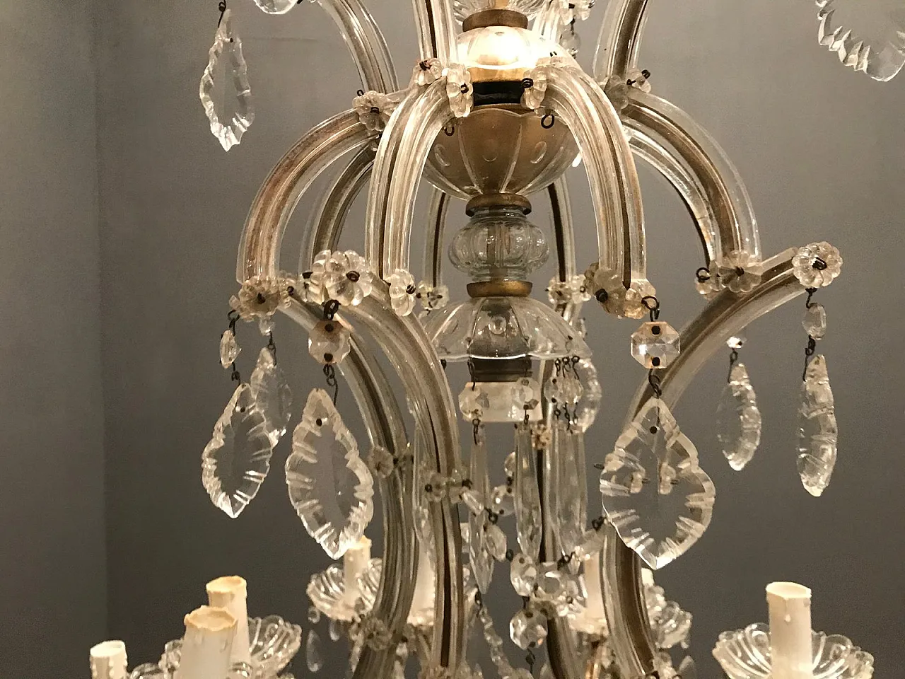 Large Murano crystal chandelier, 1950s 4