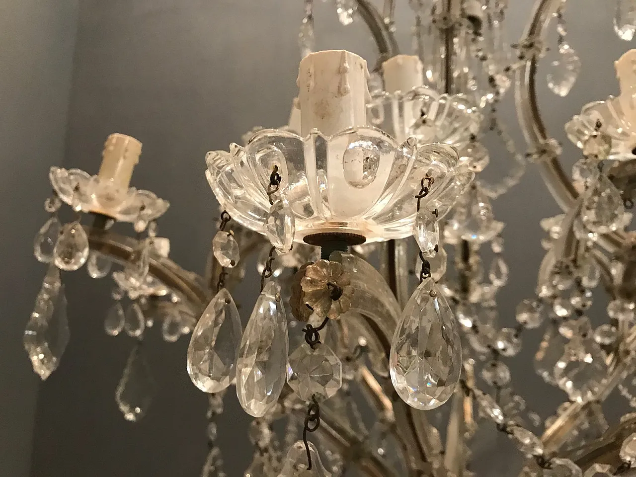 Large Murano crystal chandelier, 1950s 7