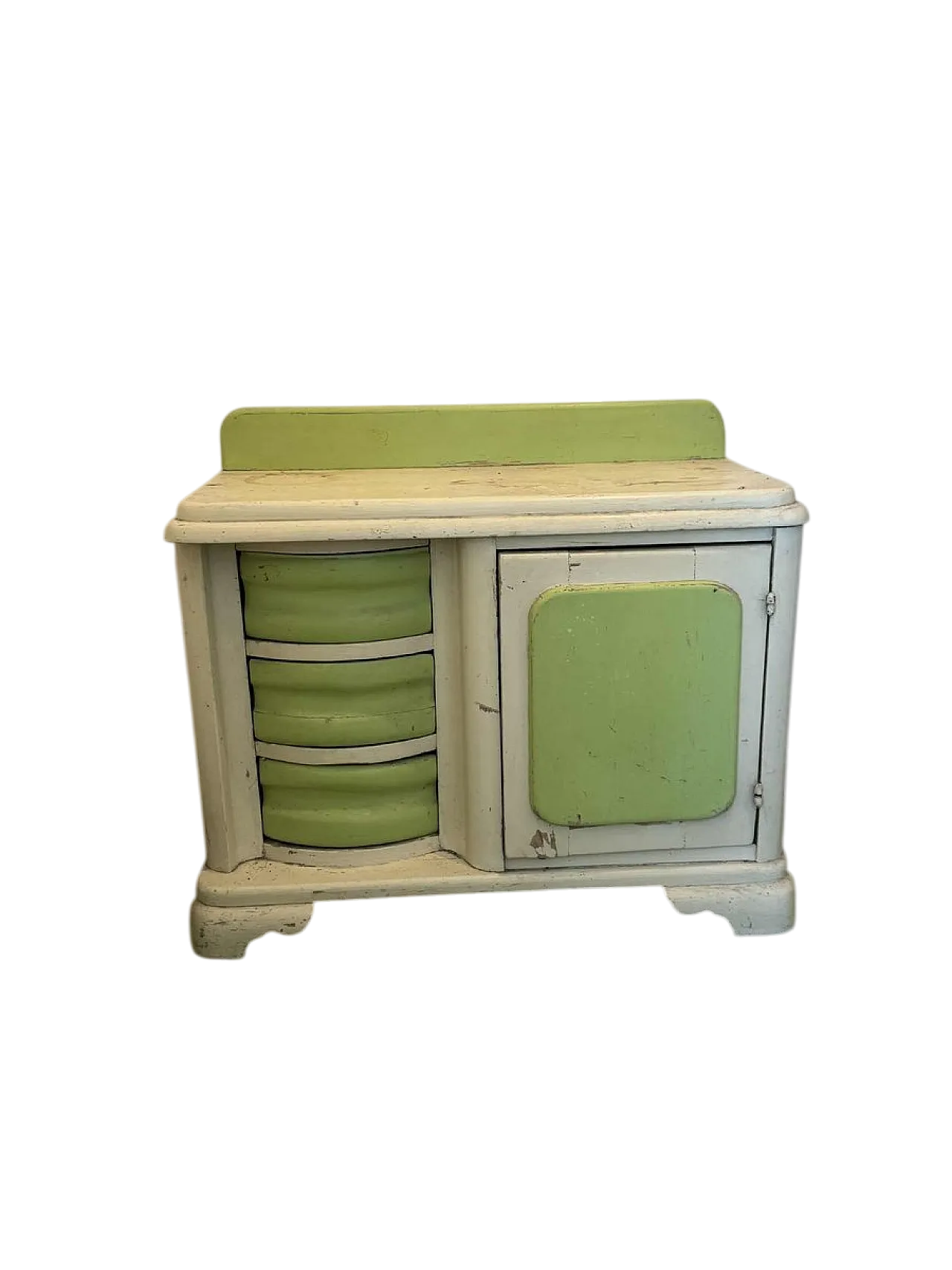 Mobile per lavabo in legno verde e bianco, anni '50 7