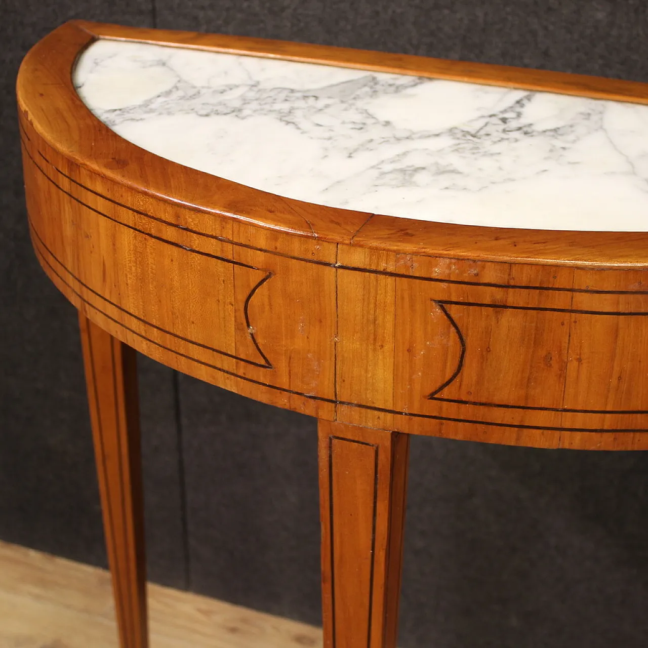 Console italiana a mezzaluna in stile Luigi XVI, '900 10