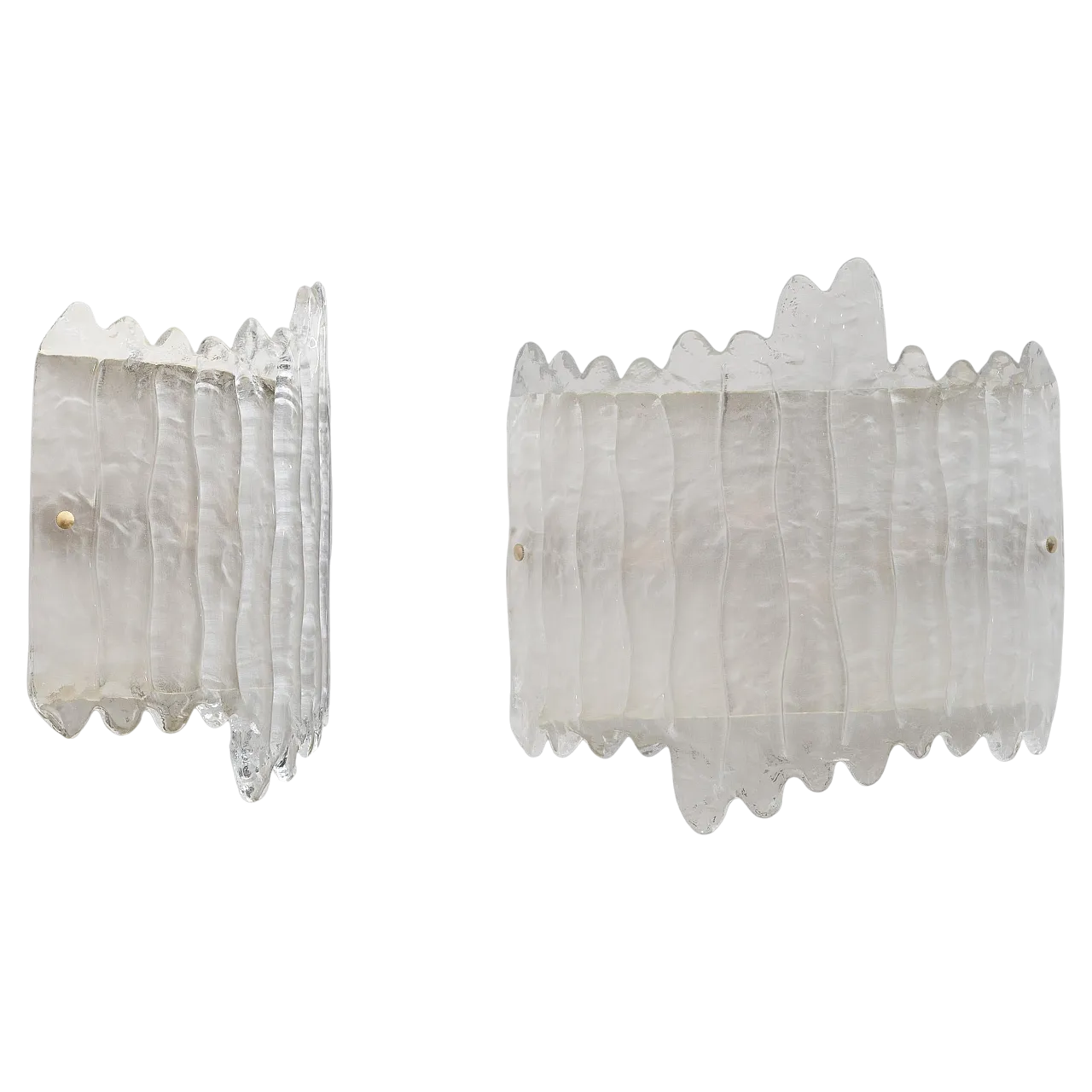 Pair of Murano glass and brass glacier wall sconces, 20th century 11