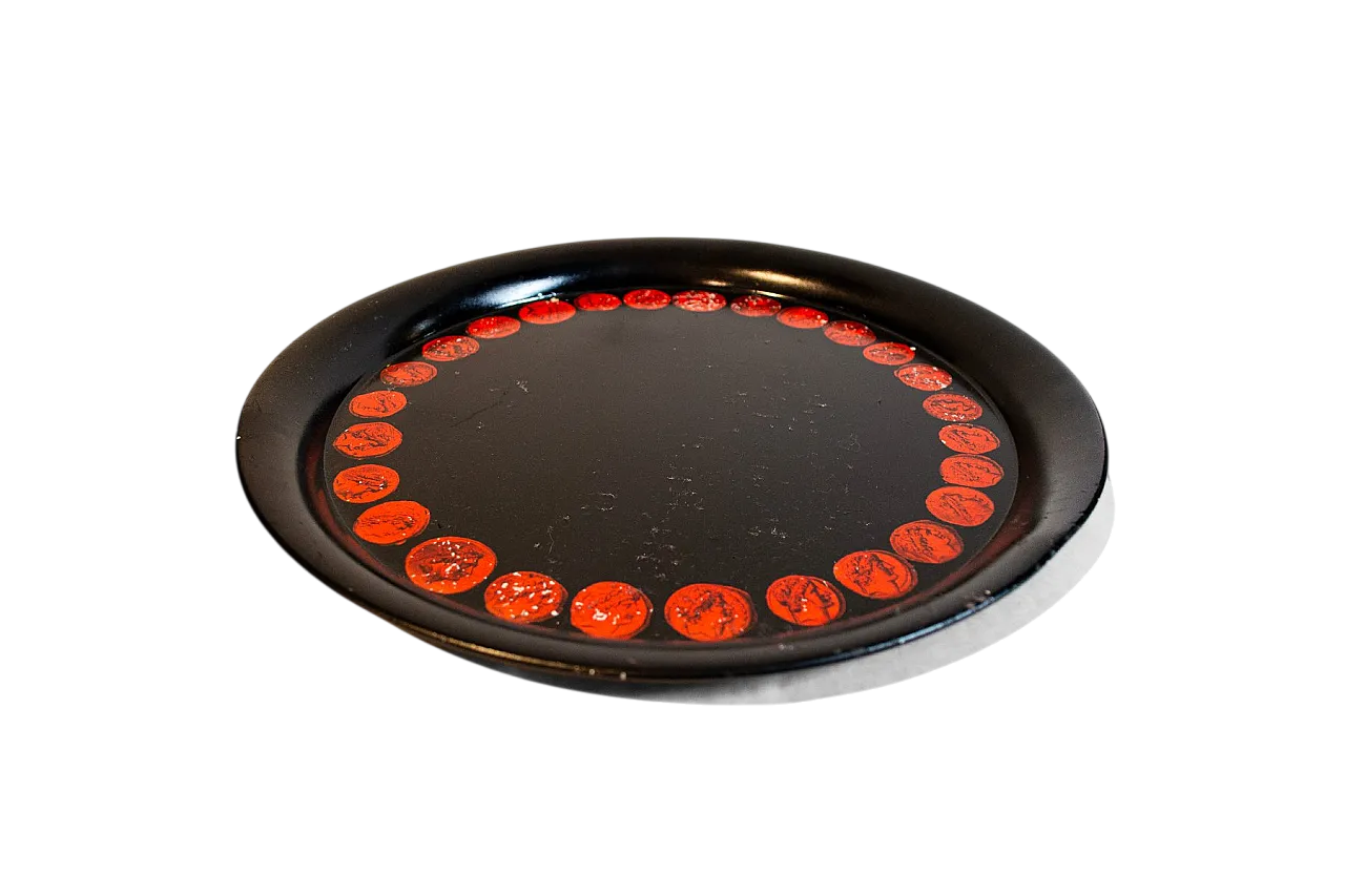 Enamelled iron tray by Piero Fornasetti for Atelier Fornasetti, 1950s 4