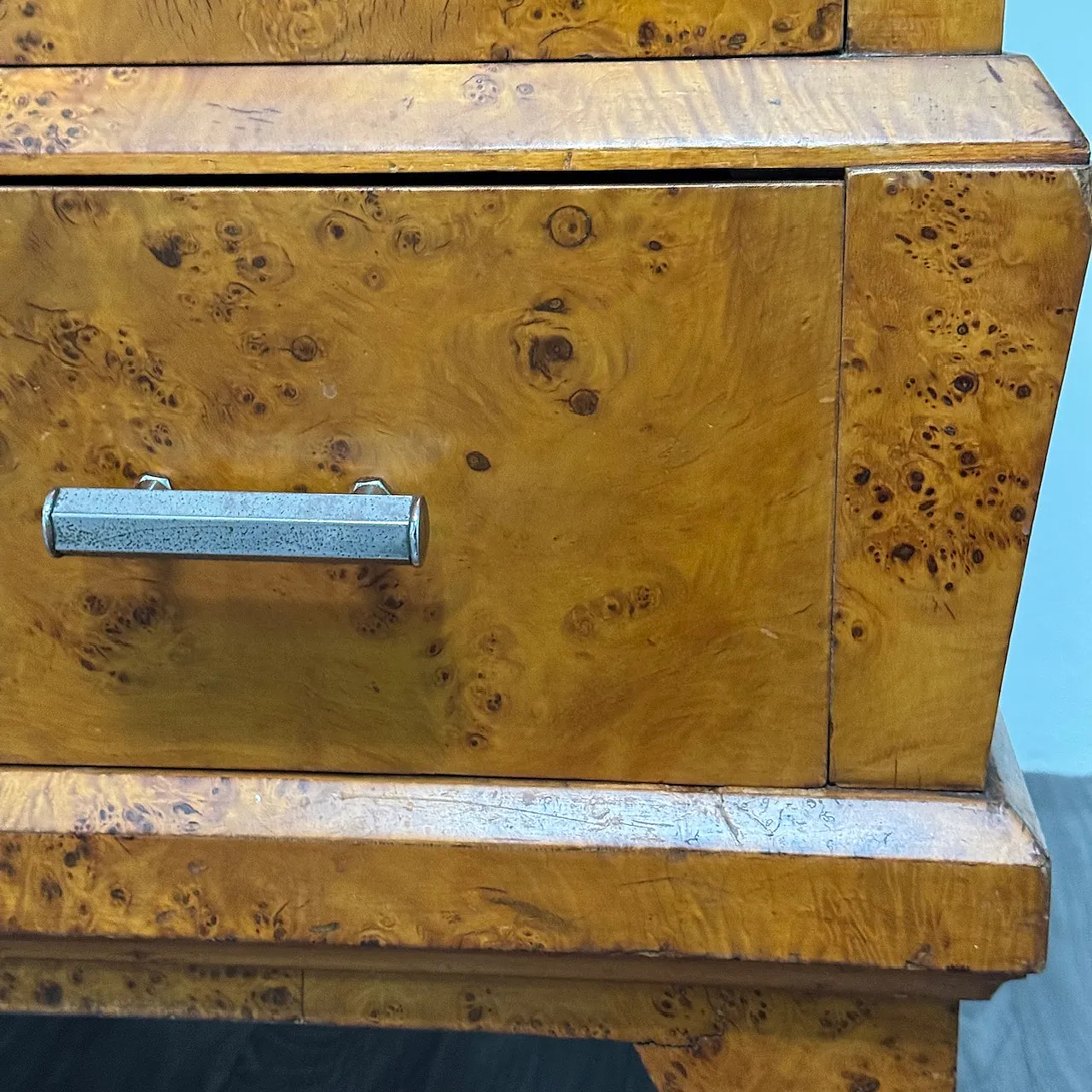 Art Deco Cubist Cabinet in Burl Wood, 1940s 9