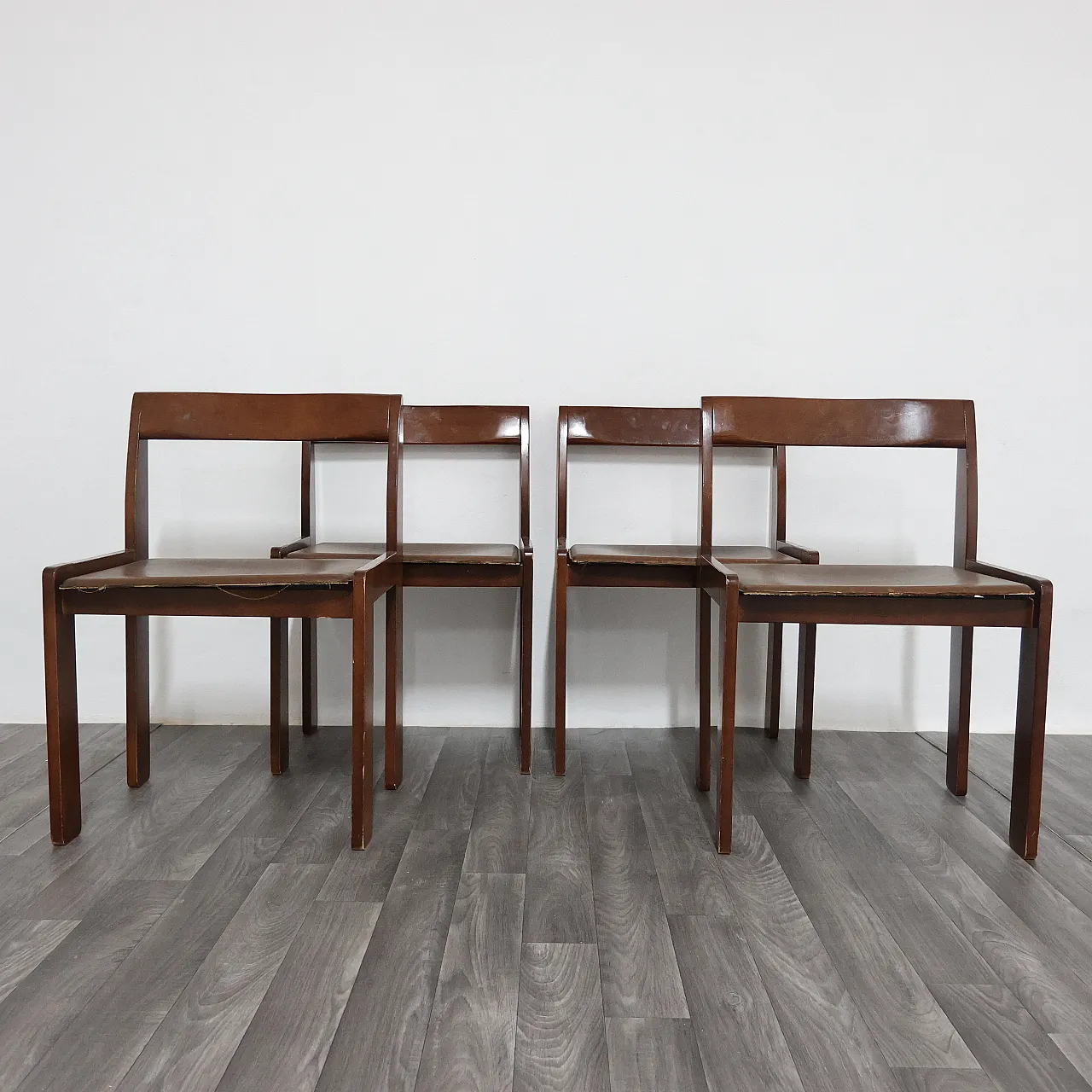 4 wooden dining chairs, 1960s 1