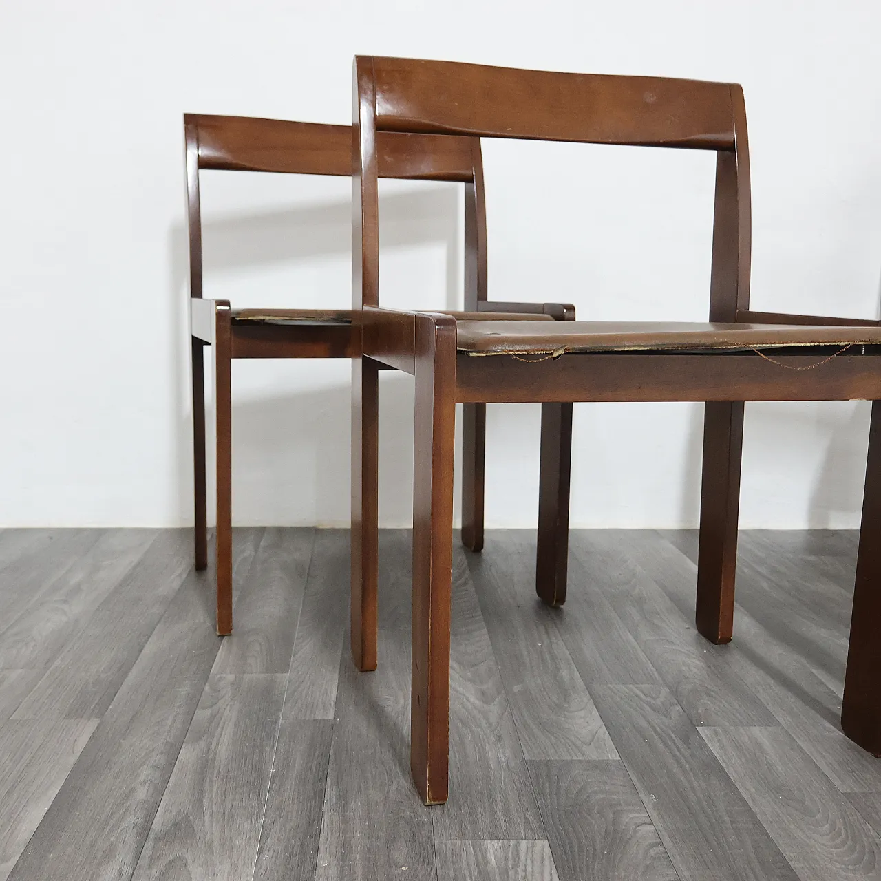 4 wooden dining chairs, 1960s 3