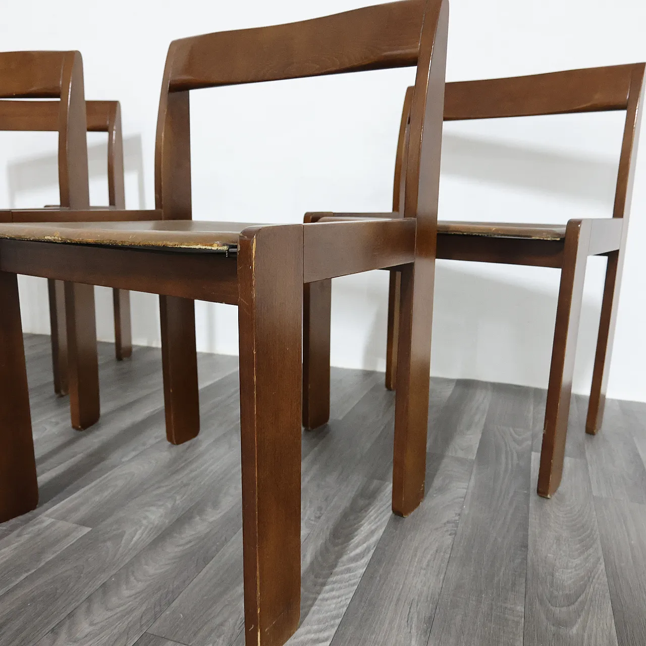 4 wooden dining chairs, 1960s 4