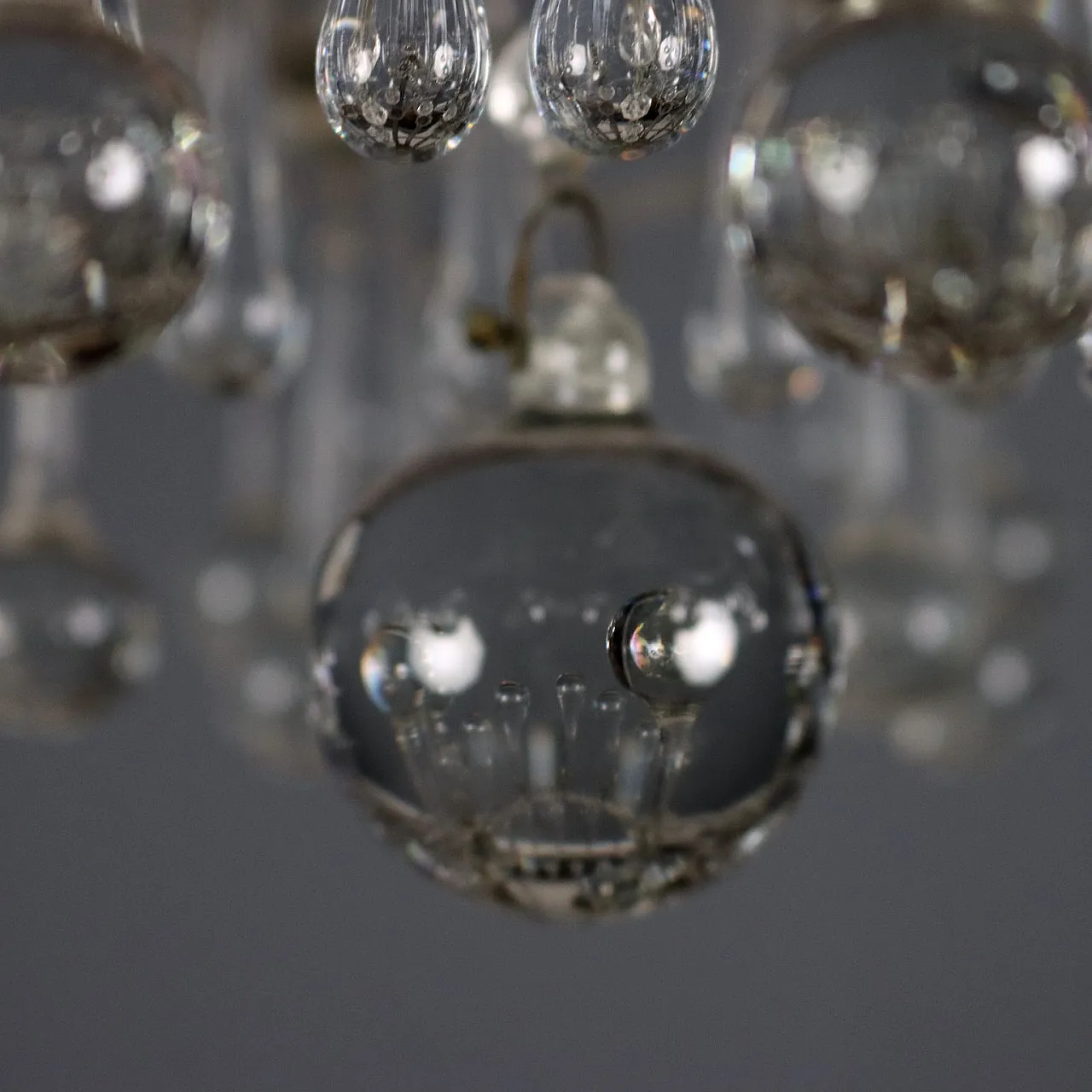 Lampadario in metallo e pendenti in vetro, '800 4