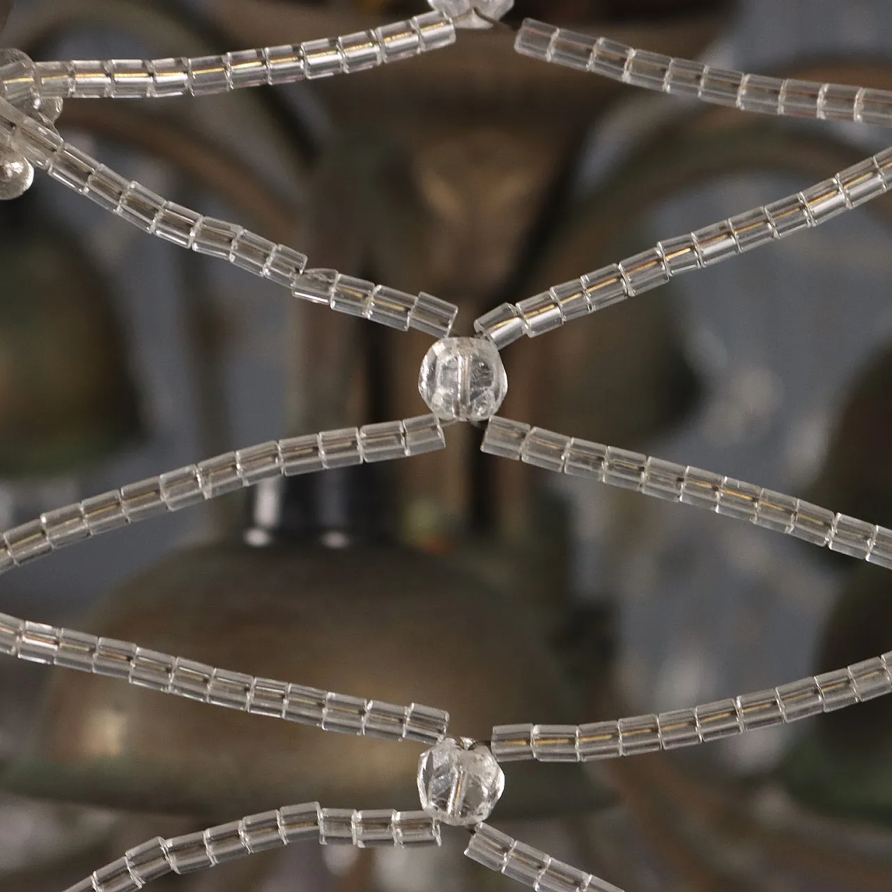 Lampadario in metallo e pendenti in vetro, '800 8