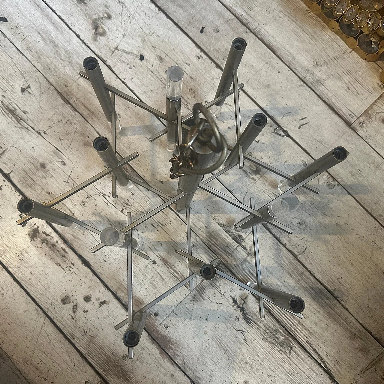 Lampadario in metallo e plexiglass di Gaetano Sciolari, anni '70 10