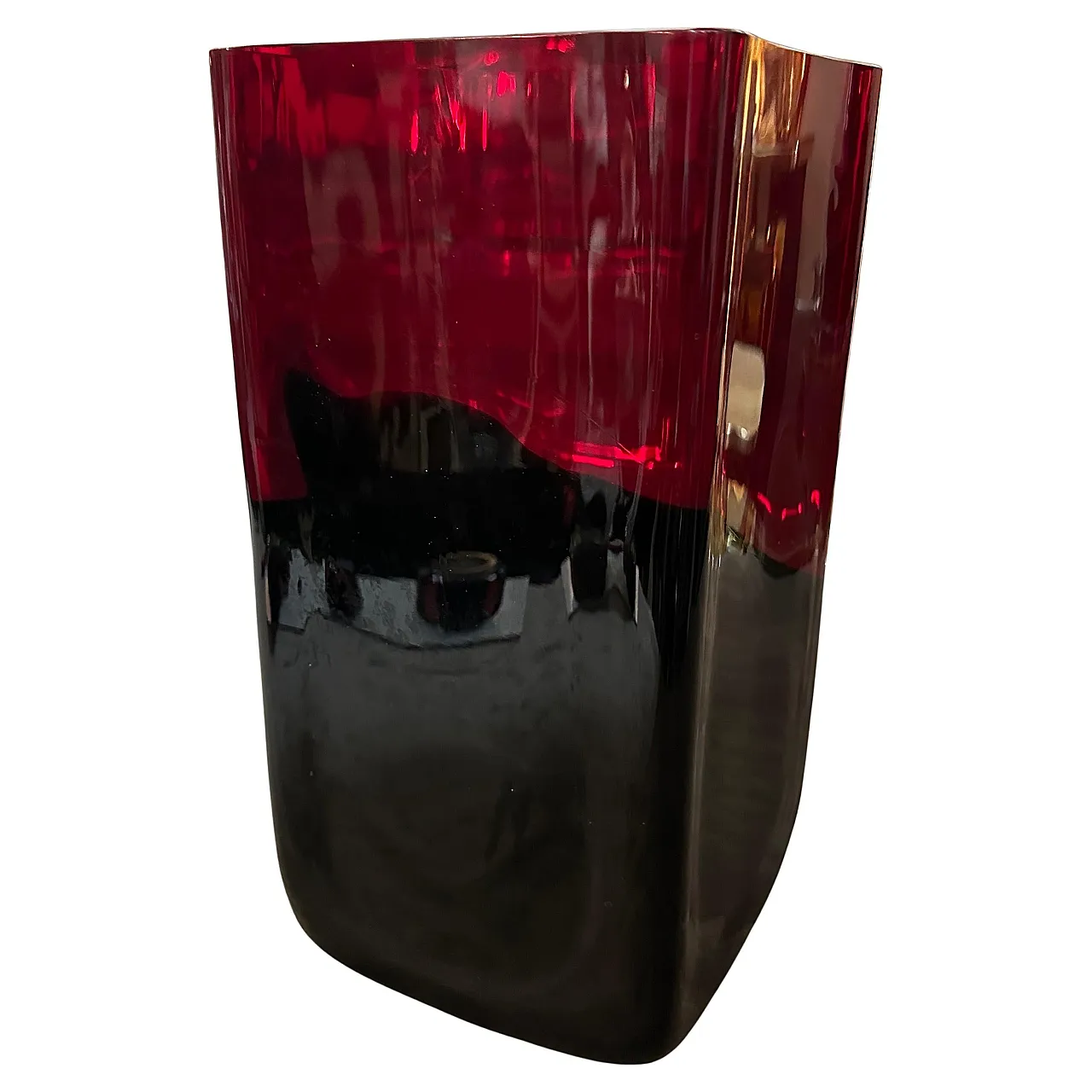 Modern red and black Murano glass vase by Carlo Moretti, 1980s 1