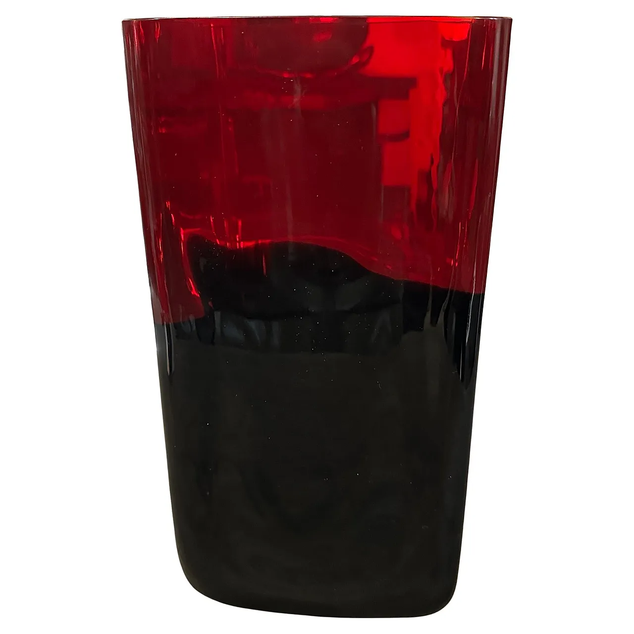 Modern red and black Murano glass vase by Carlo Moretti, 1980s 2