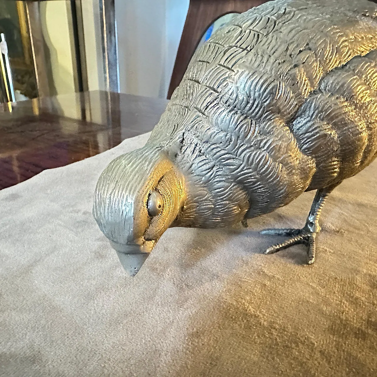 Silver plated metal partridge paperweight by Gucci, 1980s 4