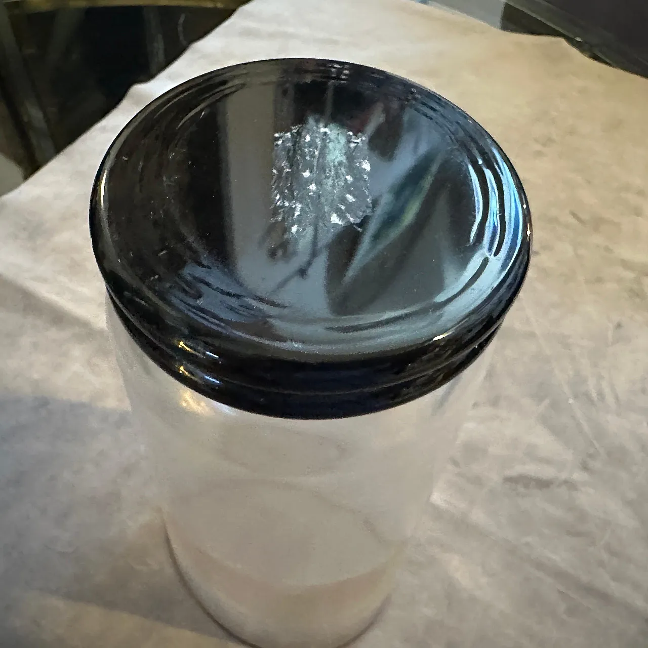 Vaso moderno in vetro trasparente nero e oro di Murano, anni '70 5