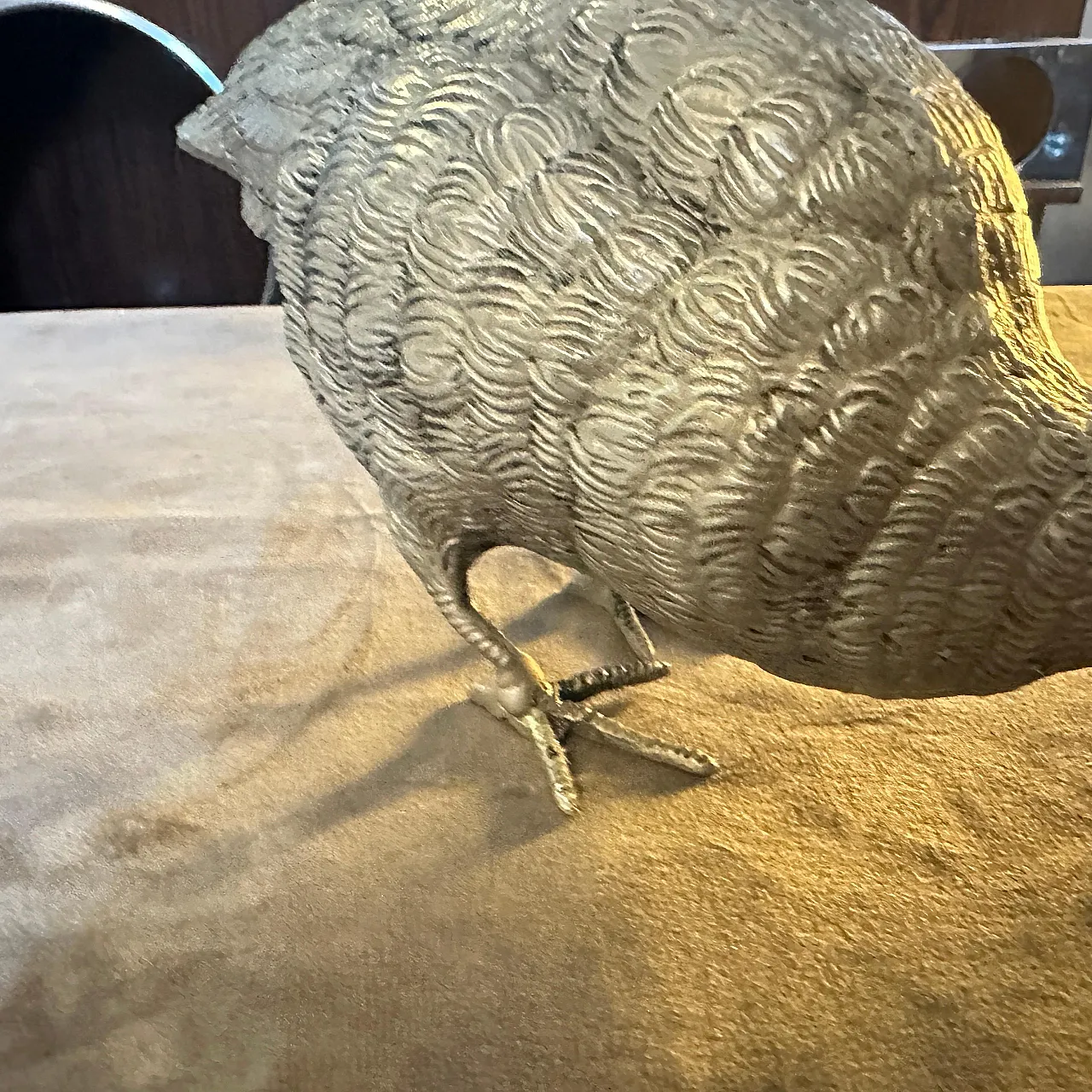 Silver plated metal partridge paperweight by Gucci, 1980s 6