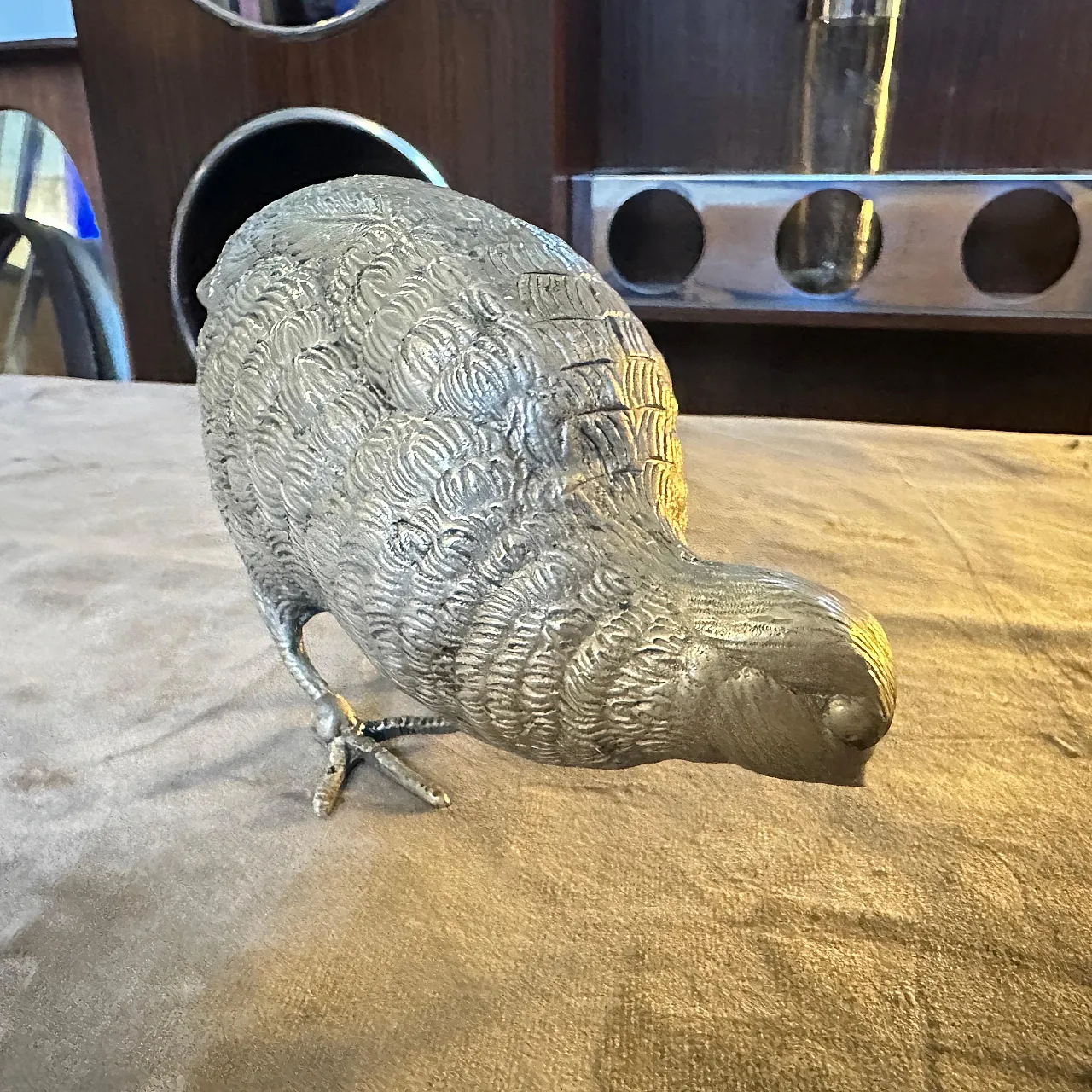 Silver plated metal partridge paperweight by Gucci, 1980s 8