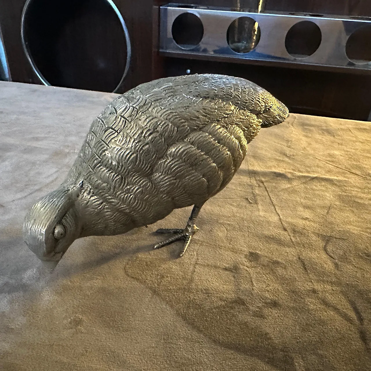 Silver plated metal partridge paperweight by Gucci, 1980s 9