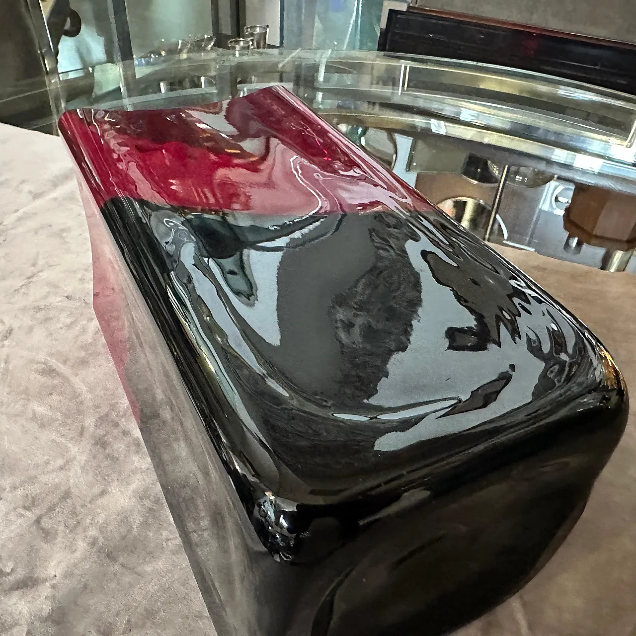 Modern red and black Murano glass vase by Carlo Moretti, 1980s 11