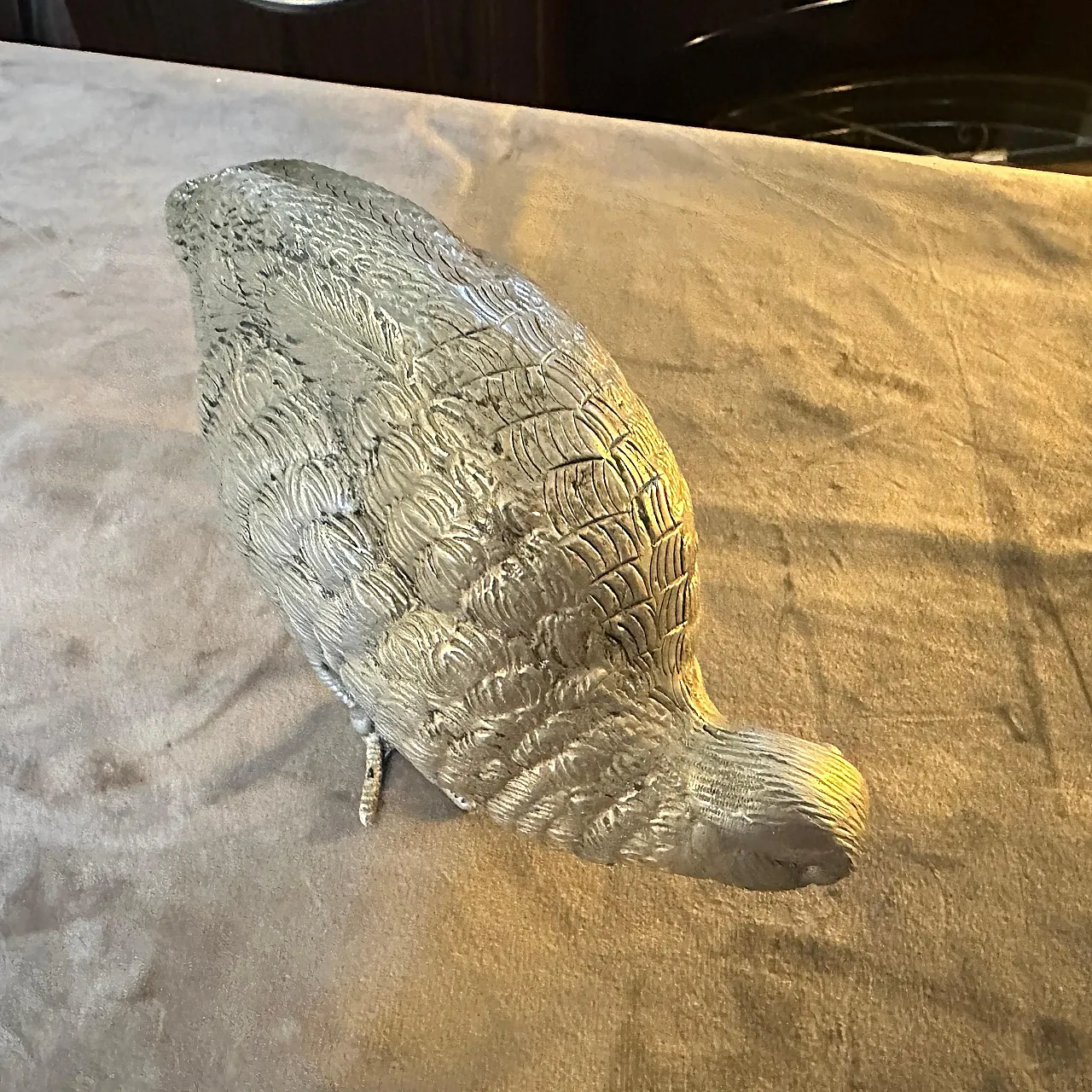 Silver plated metal partridge paperweight by Gucci, 1980s 11