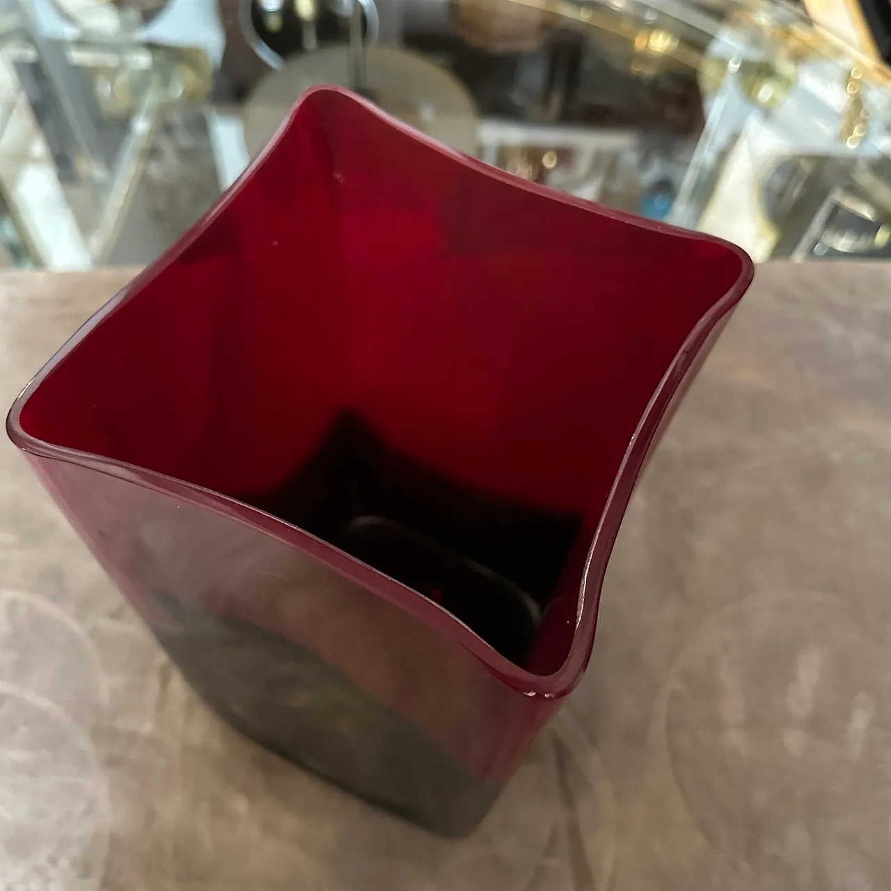 Modern red and black Murano glass vase by Carlo Moretti, 1980s 13